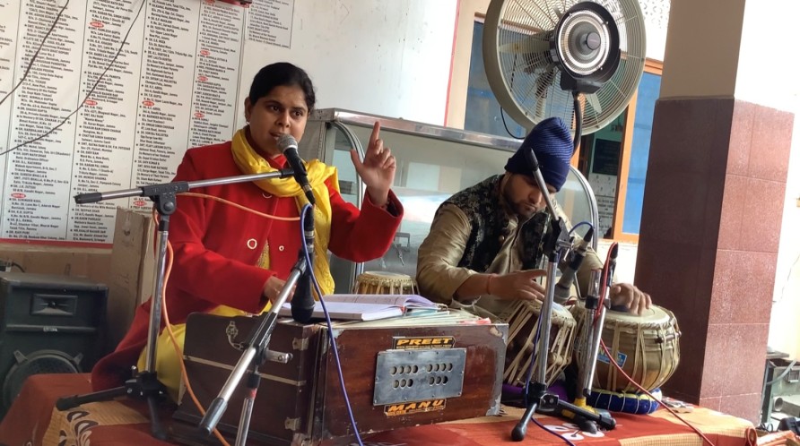 Students of music department presented bhajans  at old age home.